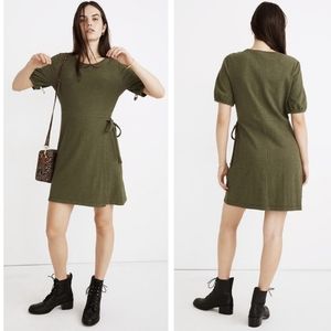 MADEWELL Crosshatch Puff Sleeves Wrap-Effect Dress